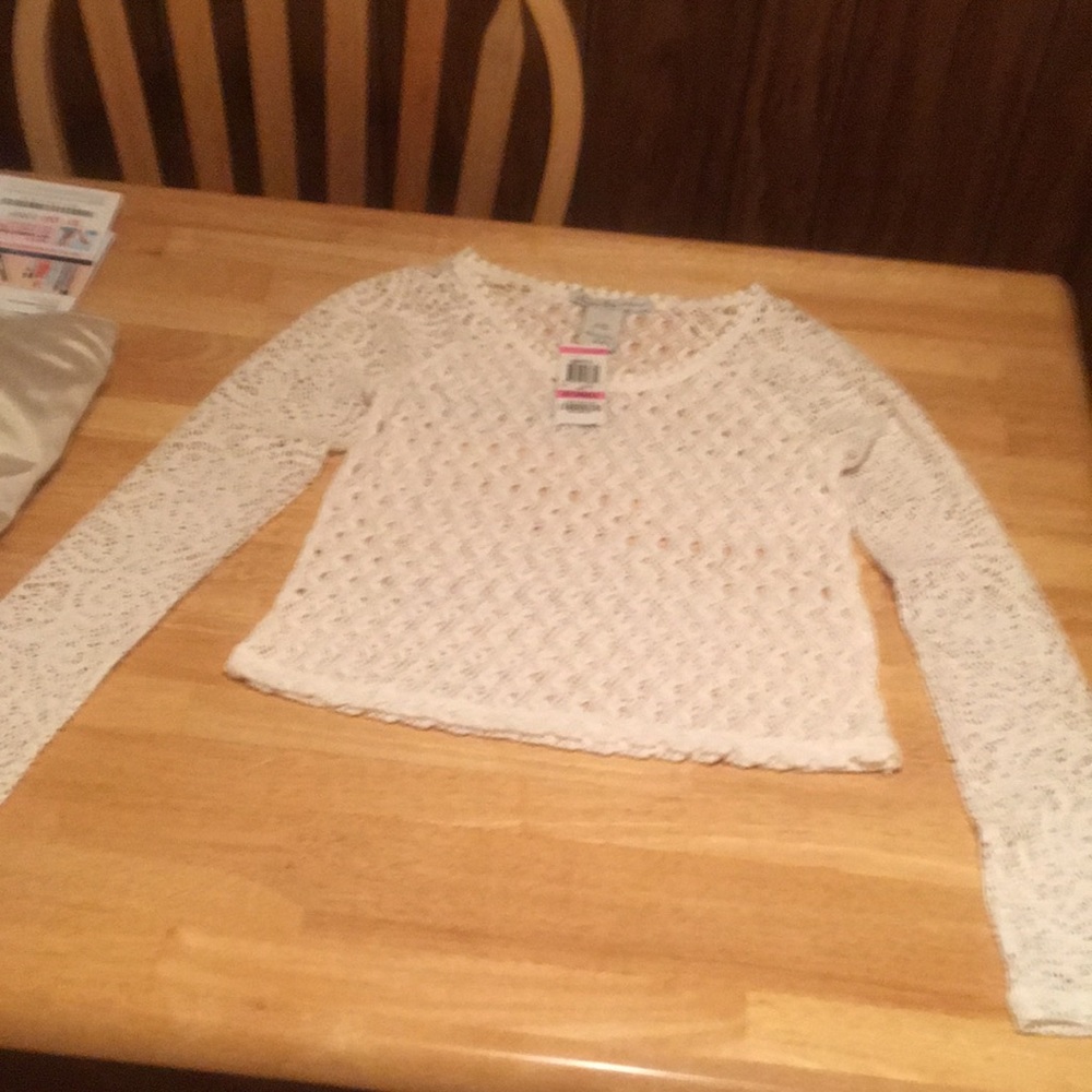 American Rag Ivory Open Stitch Crop Top